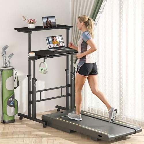 Klvied Mobile Standing Desk, Adjustable, Black