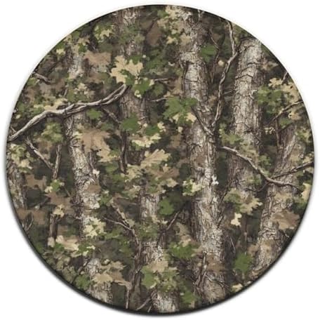 Large Machine Washable Circular Rugs, Home Decor Round Mat for Living Room Sofa Office Hunting Camo Tree Camouflage