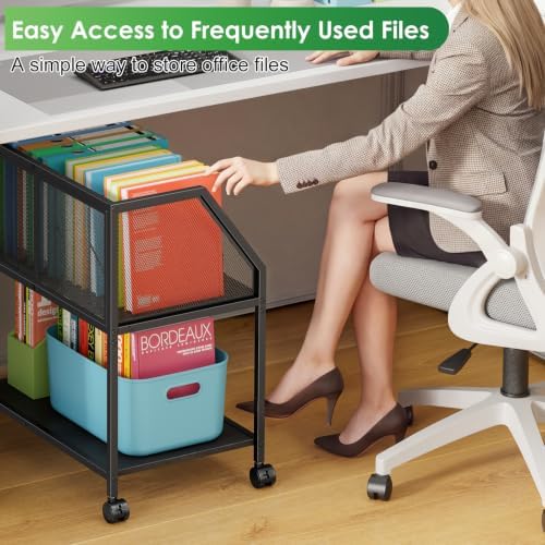Sbanmao Rolling File Cart with Adjustable Dividers, Mobile File Cabinet