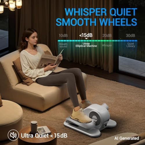 UMAY Under Desk Elliptical Machine, Eclipse Exercise Trainer with 12 Speeds