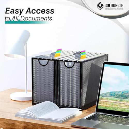 Letter-Size Hanging File Organizer with 5 Grey Holders(Gold)