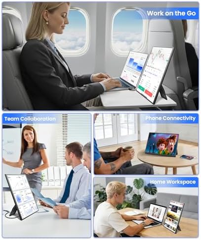 16" Portable Monitor, 1200P FHD Laptop Screen Extender, Plug & Play