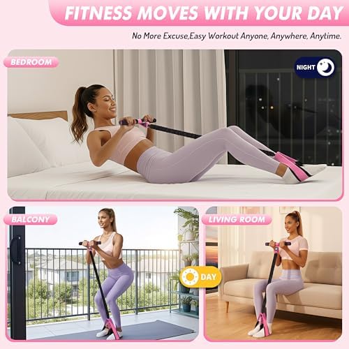 Pedal Resistance Band with Handle | Upgraded 55LBS Exercise Resistance Bands for Core, Abs, Legs, Glutes, Arms, Strength, Physical Therapy, Pilates, Sit Up Workout Equipment for Women Home Gym