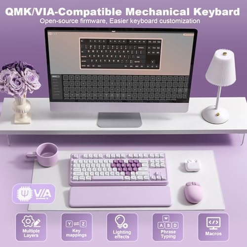 YUNZII B87 TKL Wireless Mechanical Keyboard (Purple Heart, MilkV2)