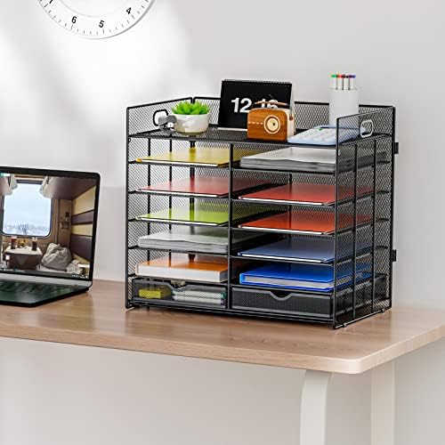 Marbrasse Literature Organizer, Paper Organizer Desk Organizers,Dark Black