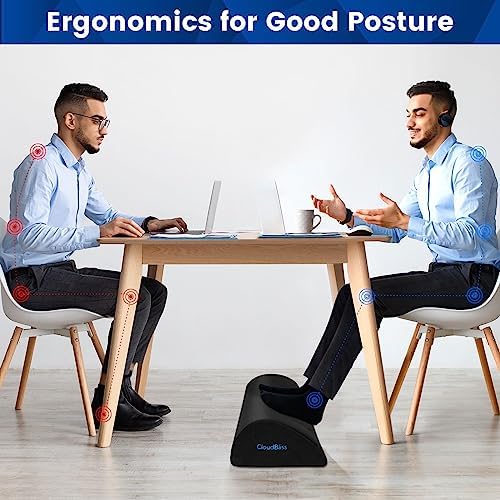 Foot Rest for Under Desk at Work,Office Desk Accessories with Soft Foam and Washable Removable Cover, Foot Stool for Office, Car, Home to Foot Support and Relax Ankles, Black (Pack of 2)