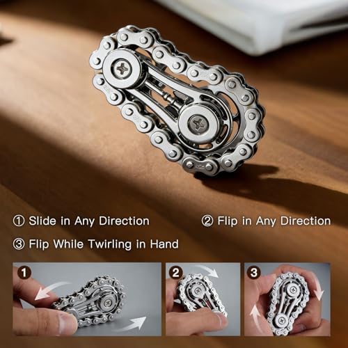 6Pcs Silver Metal EDC Fidget Toys Bundle, Cool Sensory Desk Gadget Gifts for Adult Stress & Anxiety Relief