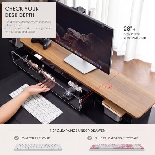 Fenge Monitor Stand with Acrylic Display Drawer for Figures & Collectibles