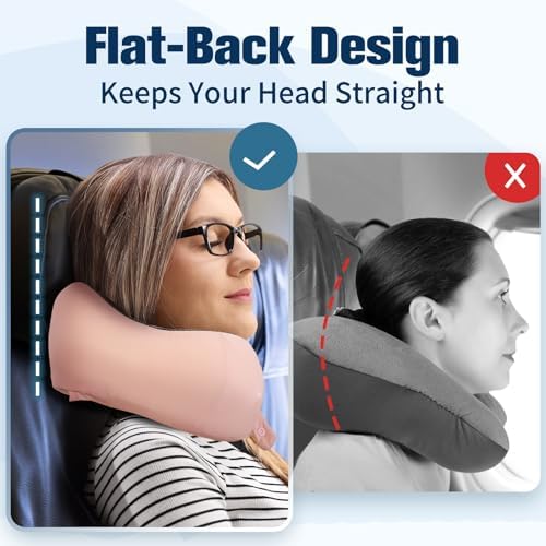 Cirorld Neck Pillow for Traveling, Travel Pillows for Airplanes Light Pink