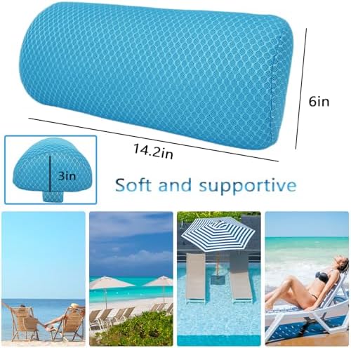 2 Pack Headrest Pillow for Patio Chaise Lounge,Recliner,Beach Chair,Blue