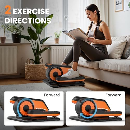 Under Desk Elliptical Machine, Quiet & Portable Electric Machine Seated Pedal Exerciser with Remote Control, Low-Impact Electric Leg Workout Machine with 12 Level Speeds Adjustable for Home Office