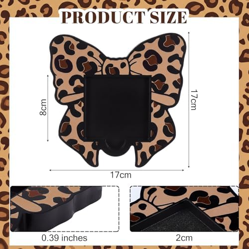 Leopard Bow Sticky Note Holder Large Wood, 3 x 3 Sticky Notes