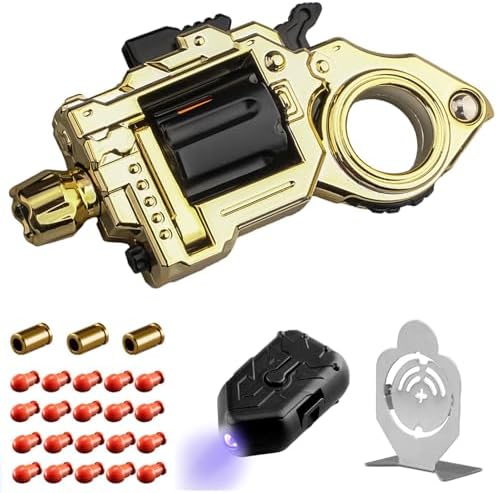 Metal Fidget Toys Adults Gun: Fidget Spinner Cool Fidget Toy for Men Stress Relief Spinner Ring for Finger Concentration Office Study Travel (Radiant Gold)