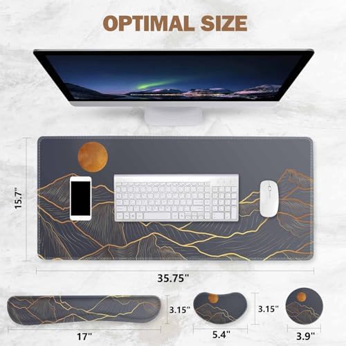 ToLuLu Extended Gaming Mouse Pad, Ergonomic Keyboard Mouse Wrist Rest Set