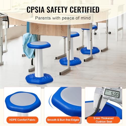 VEVOR Kids Wobble Chair (17.7-inch High), Active Chair with Sponge Cushion, Wobble Stool Improves Focus, Posture and Calm Children, Ideal for Schools and Home, Age 7-14, Blue