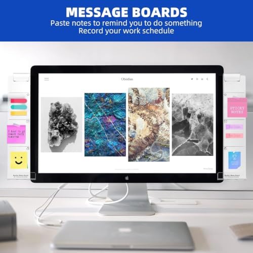 2 Pcs Monitor Memo Boards for Computer,Office Desk Accessories, Multifunction Acrylic Screen Message Reminder Pad Side Panel Phone Holder Organizer for Office Desktop, with Sticky Note 1