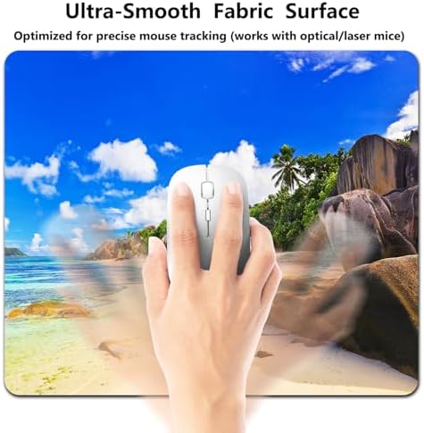 9.5x7.9 Inch Office/Gaming Mouse Pad, Tropical Beach with Lush Rocks and Crystal-Clear Waters Holiday Resort Cute Anti-Slip Mat for Desk