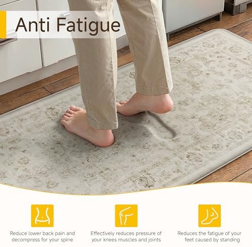 Anti Fatigue Beige Neutral Non-Slip Kitchen Mat 2 Piece