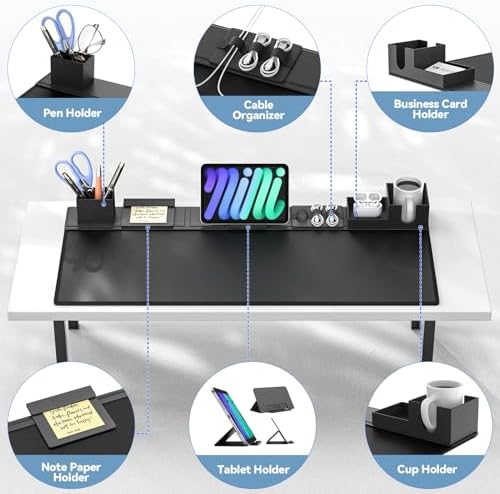 KDD Desk Pad Mat Set, 6 in 1 Mouse Mat with Magnetic Desktop Storage Accessories DIY Feature for Phone and Tablet Stand/Cup Holder/Pen Card Holder/Cable Management for Home Office Accessories