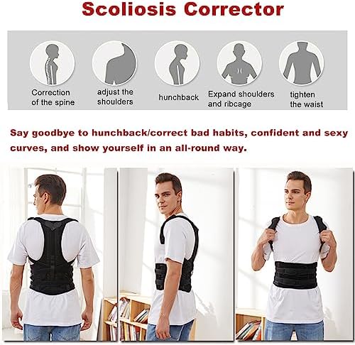 NICHOY Postural Extension Back Straightener, Kyphosis Support, Mild Scoliosis Rigid Posture Corrector Vest, Easy to Wear(A,XL-XL)