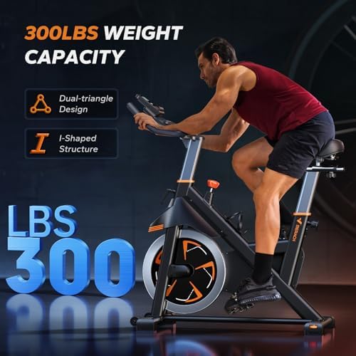 MERACH Magnetic Exercise Bike, Heavy Duty Stationary Bike for Home Gym