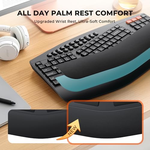 MEETION Ergonomic Split Keyboard and Mouse Combo, Bluetooth Wireless
