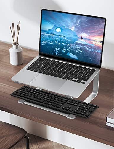 SOUNDANCE Laptop Stand for Desk, Metal Riser, Fits 12-17.3 Inch, Silver