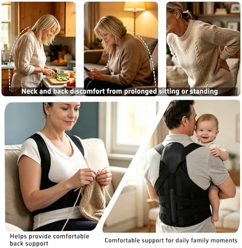 Posture Corrector for Women and Men Back Brace Shoulder Straightener Adjustable Straps Hunchback Support Upright Instant Upper Correction Trainer Straight Fixer Under Clothes (Black, XX-Large)