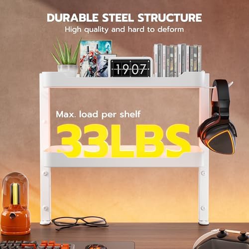 ARES WING 2-Tier 16 inch Clamp On Desk Shelf, Above or Under Desk Storage