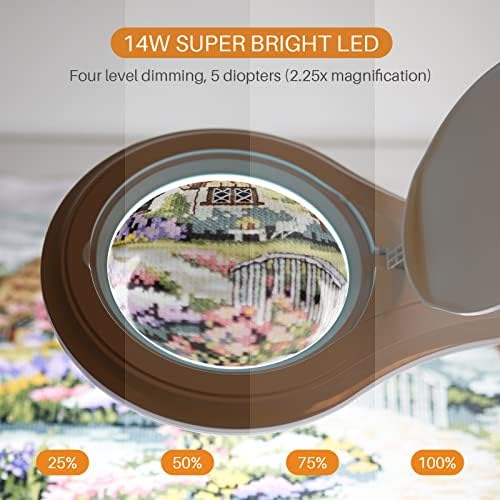 LED Magnifying Lamp with Clamp, 14W 1200LM, 2.25X, White