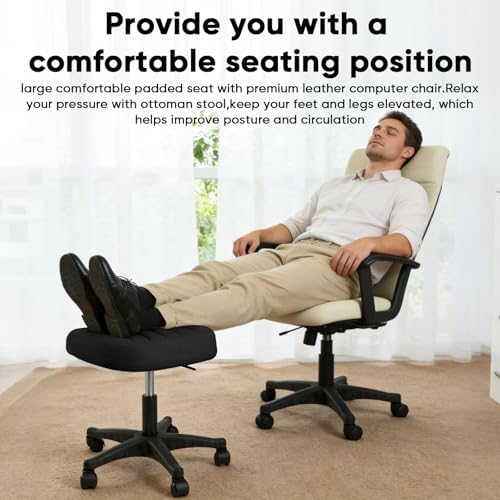 Ergonomic Adjustable Under Desk Footrest,Ottoman with Wheels