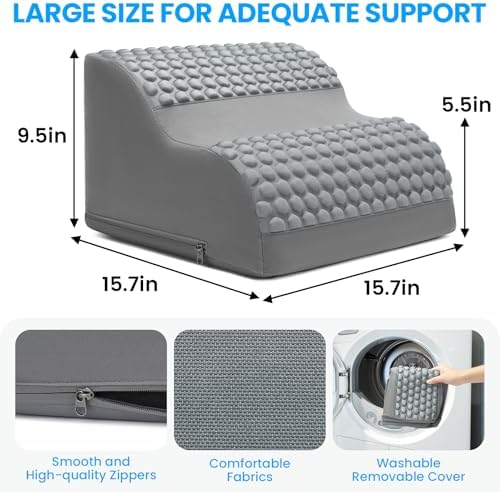 Foot Rest for Under Desk with Massage Dots, 3-Tier Foot Stool, Grey