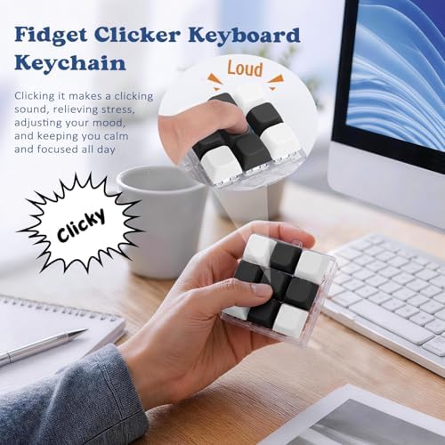 Keyboard Fidget Toy, Creamy Fidget Clicker Keyboard Fidget Keychain, Button Fidget Gifts for Adults, Boost Focus & Ease Anxiety Anywhere — Perfect Stress-Relief Gift (3×3 Grid Layout J)
