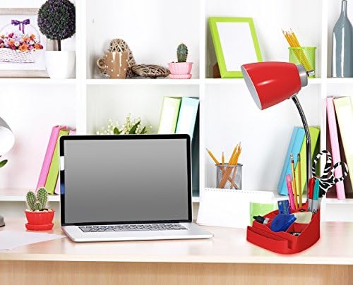 Limelights LD1056-RED Desk Lamp Organizer with iPad Tablet Book Stand and USB Charging Port, Red
