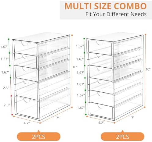DOMNIU Acrylic Makeup Drawer Storage Organizer with 22 Drawers, 4 Set