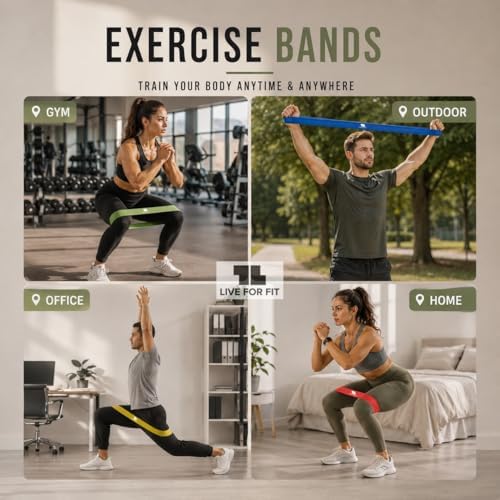 Exercise Resistance Loop Bands with Instruction Guide and Carry Bag, Set of 5