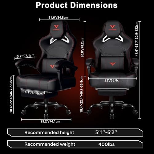 VITESSE Big and Tall Gaming Chair 400lb Capacity with Footrest