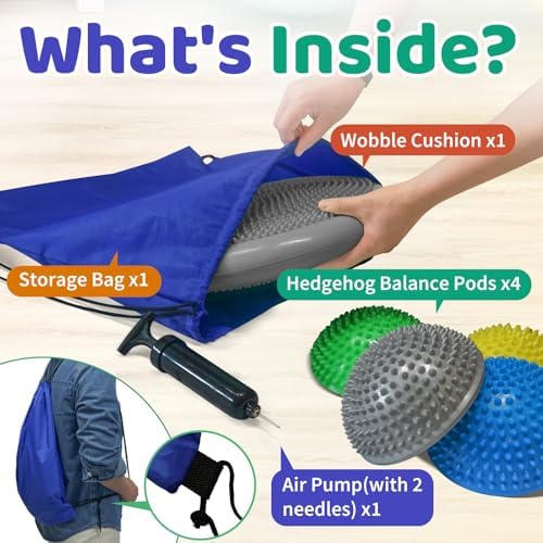 biguphate Wobble Cushion Set with Hedgehog Balance Pods & Pump