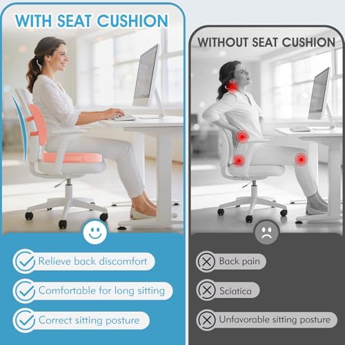 CushZone Seat Cushion and Lumbar Support Pillow for Office Chair, Pink