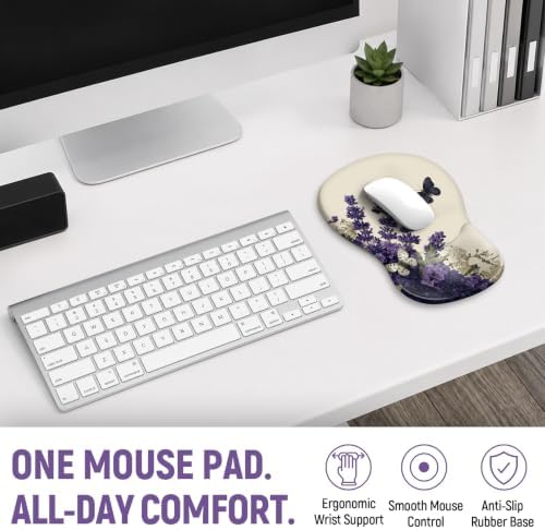 Ergonomic Mouse Pad with Wrist Rest, Gel Wrist Support, Lilac