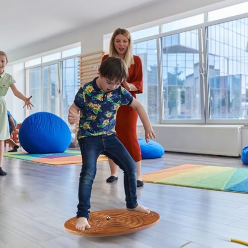Jellyarch Maze Balance Board with 2 Bead Wobble Wood Board for Leg Workout