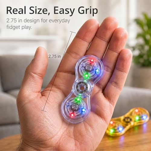 LED Fidget Spinner 2 Pack, Light Up Sensory Fidget Toys for Kids
