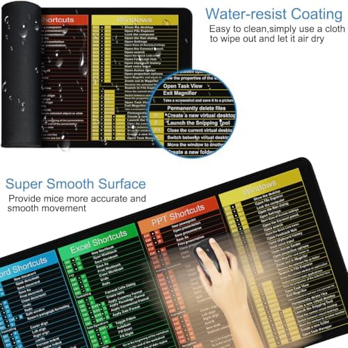 Excel Shortcuts Mouse Pad, 31.5" x 15.7" Waterproof Large Gaming Mousepad