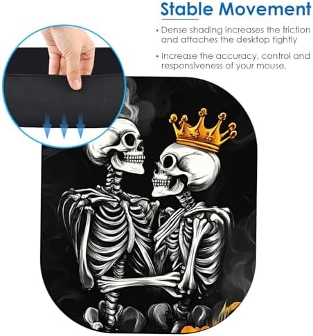 Small Mouse Pad，Mini Mouse Pad 6 x 7 Inch，for Laptop Keyboard Tray Wireless Mouse Home Office Travel，with Non-Slip Rubber Base, Waterproof Mouse Mat，Skull with Crown