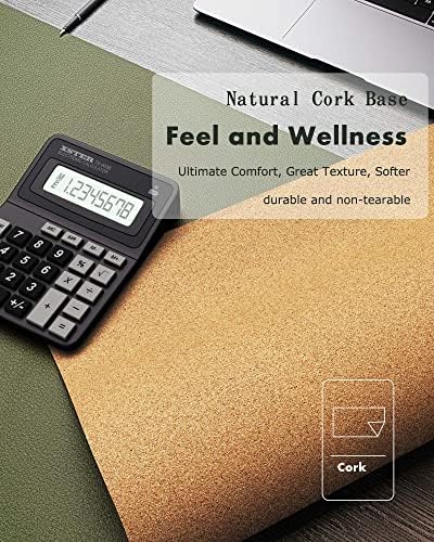 YSAGi Double-Sided Desk Mat, Eco Cork Desk Protector, Large Mouse Pad, Waterproof Blotter, Writing Pad for Office/Home (23.6"x13.7", Olive Green + Cork)