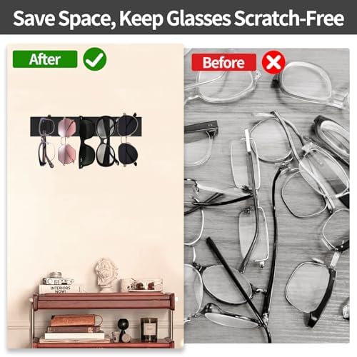 2 Pack Wooden Sunglasses Holder Organizer Wall Mounted