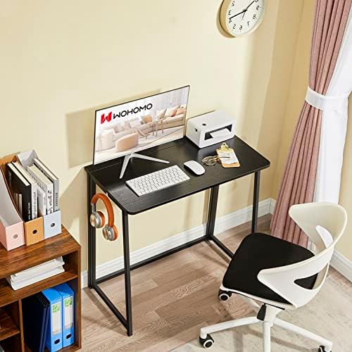 WOHOMO Folding Desk, 31.5" Foldable Computer Table for Small Spaces, Black