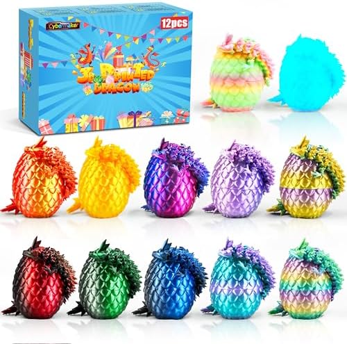 12pcs 3D Printed Dragon Eggs, Articulated Fidget Toys