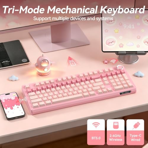 SOLAKAKA KI99 Pro 96% Wireless Mechanical Keyboard (Pink, Silent Switch)