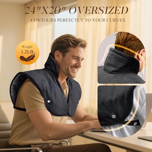 UTK 6X Far Infrared Heating Pad for Neck Shoulders and Back, 30S Fast Heat